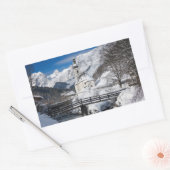 Sneeuwkerk met alpenbergen rechthoekige sticker (Envelop)