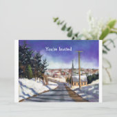 Sneeuwkerk: Schilderen: kerstuitnodiging Kaart (Staand voorkant)