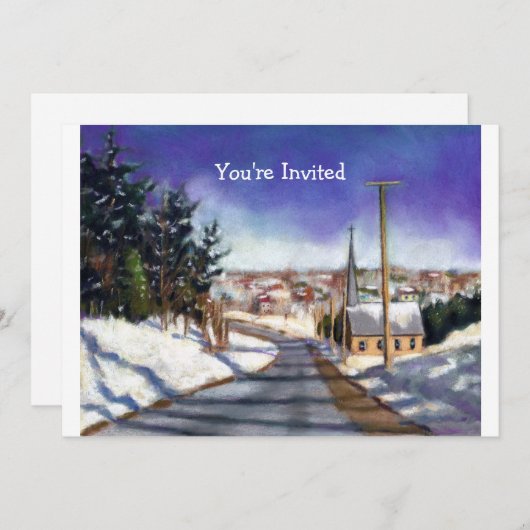 Sneeuwkerk: Schilderen: kerstuitnodiging Kaart (Voorkant / Achterkant)