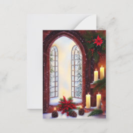 Sneeuwkerkraam budget mini Kerstmis Notitiekaartje