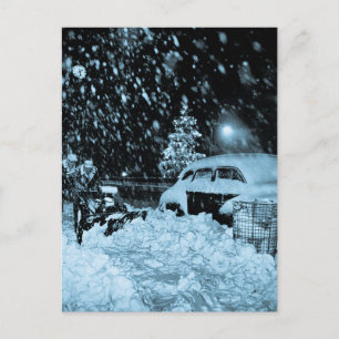 Sneeuwkerst op de Vintage van New York Feestdagenkaart