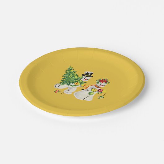 sneeuwkerst papieren bordje (Gekanteld)