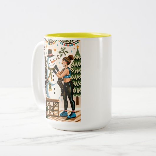 Sneeuwkerst Tweekleurige Koffiemok (Voorkant links)