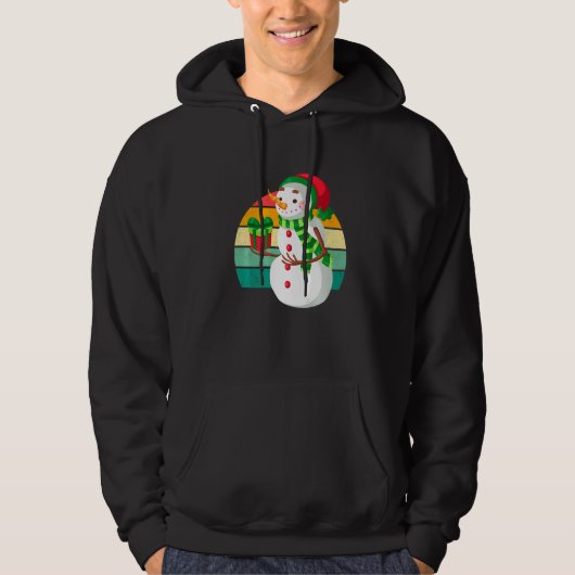 Sneeuwkerstboom met Man-kerstboom Lampjes Xmas Tie Hoodie (Voorkant)
