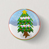 SneeuwkerstboomButton Wereldbol Ronde Button 3,2 Cm (Voorkant)