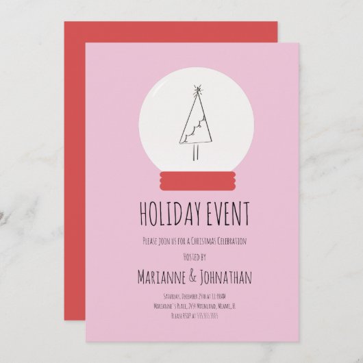 Sneeuwkerstfeest Wereldbol met handtekening Kaart (Voorkant / Achterkant)