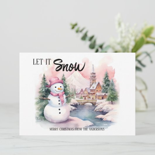 Sneeuwkerstfeestdag Feestdagenkaart (Staand voorkant)