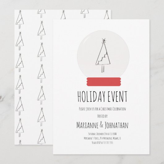 Sneeuwkerstfeestjes met Wereldbol Eenvoudige boom- Kaart (Voorkant / Achterkant)