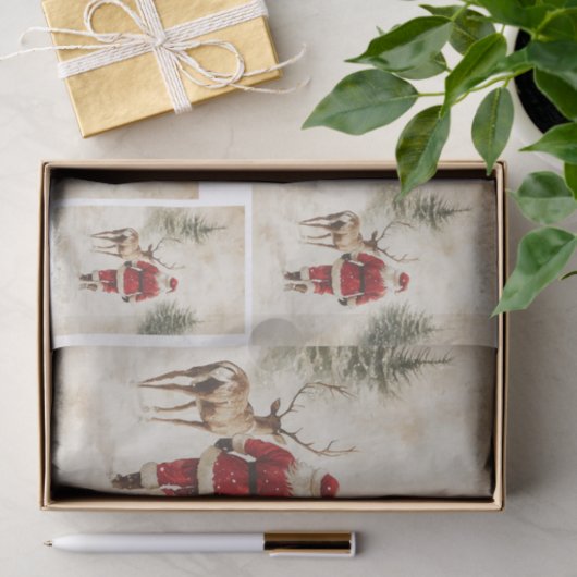 Sneeuwkerstman en rendier tissuepapier (Geschenk)