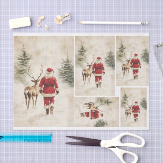 Sneeuwkerstman en rendier tissuepapier (Craft)