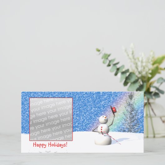 SneeuwKerstmis van de sneeuwman Feestdagenkaart (Staand voorkant)