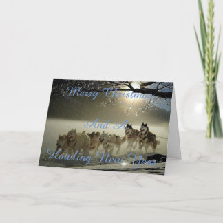 SneeuwKerstmiskaart van de hond Feestdagen Kaart