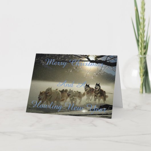 SneeuwKerstmiskaart van de hond Feestdagen Kaart (Voorkant)