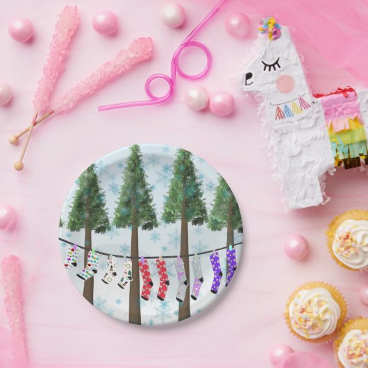 Sneeuwkerstpapier sokken bord (Feest)