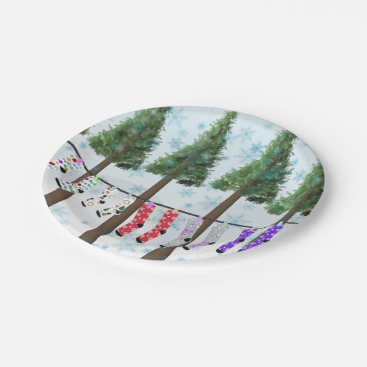 Sneeuwkerstpapier sokken bord (Gekanteld)