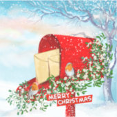 Sneeuwkerstvogels en rode postbus Stickers (Voorkant)