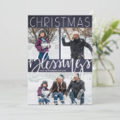 Sneeuwkerstzegeningen foto typografie feestdagenkaart (Staand voorkant)