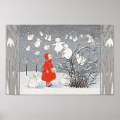 sneeuwkinderen en engelencrèche poster (Voorkant)