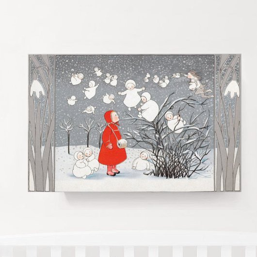 sneeuwkinderen en engelencrèche poster