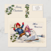 Sneeuwkinderen Kerst  Briefkaart (Voorkant / Achterkant)