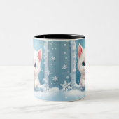 Sneeuwkitten mok, Wintry geïnspireerde mok, Katten Tweekleurige Koffiemok (Center)