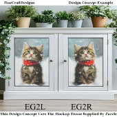 Sneeuwkitten, Rode Kerstsjaal EG2R decoupage Tissuepapier