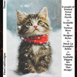 Sneeuwkitten, Rode Kerstsjaal EG2R decoupage Tissuepapier