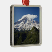 Sneeuwklapte bergen met blauwe hemel en bos metalen ornament (Rechts)