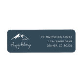 Sneeuwklapte bergen Prettige feestdagen Blauwe Ker Etiket (Voorkant)