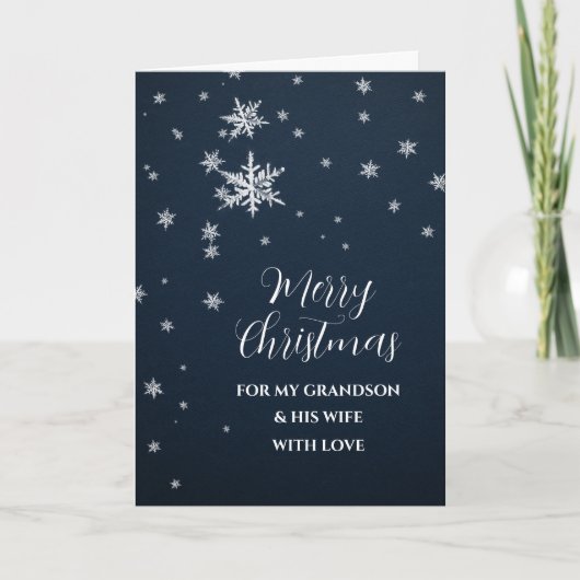 Sneeuwkleinzoon en zijn vrouw vrolijke kerst Kaart (Voorkant)