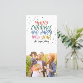 Sneeuwkleurige kerstfoto feestdagenkaart (Staand voorkant)