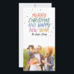 Sneeuwkleurige kerstfoto feestdagenkaart<br><div class="desc">Maak dit vakantieseizoen een stijlvolle verklaring met deze feestelijke en feestelijke fotokaart. De voorzijde biedt een afspeelbaar kleurrijk gestileerd type met uw aangepaste tekst. De achterzijde is voorzien van een passend kleurrijk puntpatroon voor een extra speciale aanraking. Ga naar mijn winkel voor meer stijlvolle vakantiekaarten.</div>