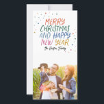 Sneeuwkleurige kerstfoto feestdagenkaart<br><div class="desc">Maak dit vakantieseizoen een stijlvolle verklaring met deze feestelijke en feestelijke fotokaart. De voorzijde biedt een afspeelbaar kleurrijk gestileerd type met uw aangepaste tekst. De achterzijde is voorzien van een passend kleurrijk puntpatroon voor een extra speciale aanraking. Ga naar mijn winkel voor meer stijlvolle vakantiekaarten.</div>