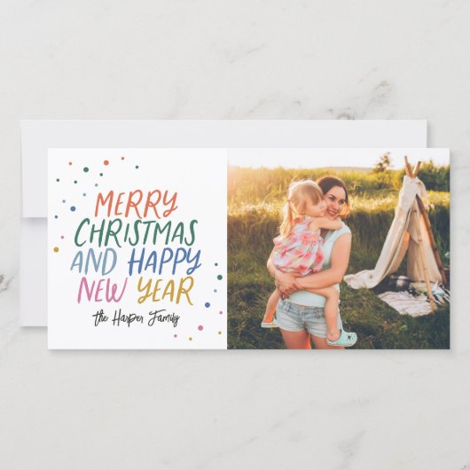 Sneeuwkleurige kerstfoto feestdagenkaart (Voorkant)