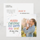 Sneeuwkleurige, moderne prettige kerstfoto feestdagenkaart (Voorkant / Achterkant)