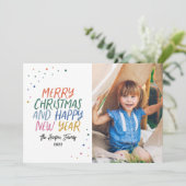 Sneeuwkleurige, moderne prettige kerstfoto feestdagenkaart (Staand voorkant)