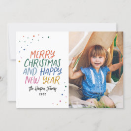 Sneeuwkleurige, moderne prettige kerstfoto feestdagenkaart