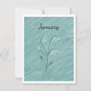 Sneeuwklokje (januari) notitiekaartje