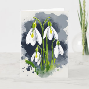 Sneeuwklokje - Waterverf bloemen Kaart