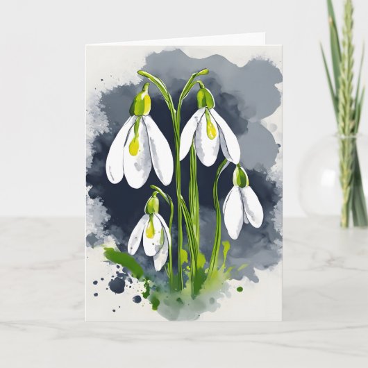 Sneeuwklokje - Waterverf bloemen Kaart (Voorkant)