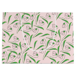 Sneeuwklokjepatroon Op Roze Roos Groot Cadeauzakje