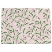 Sneeuwklokjepatroon Op Roze Roos Groot Cadeauzakje (Achterkant)