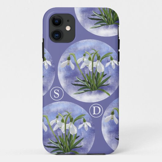 Sneeuwklokjes bloemendruppels Initialen trendy voo Case-Mate iPhone Case (Achterkant)