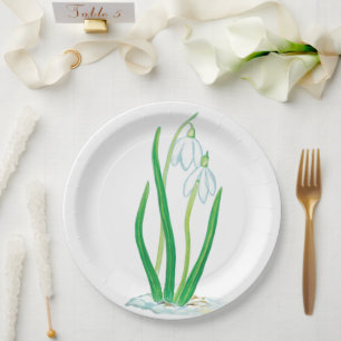 Sneeuwklokjes (Galanthus nivalis) Papieren Bordje