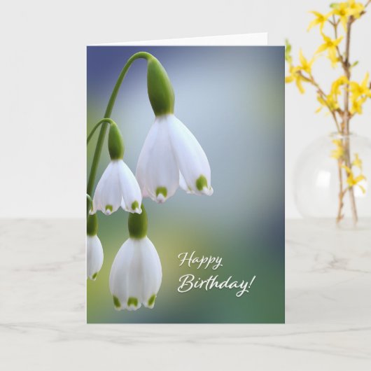 Sneeuwklokjes Happy Birthday Kaart (Gele Bloem)