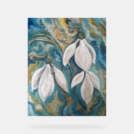 Sneeuwklokjes in de smaragdgroene tuin acryl bord (Voorkant)