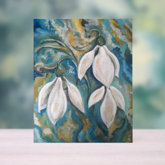 Sneeuwklokjes in de smaragdgroene tuin acryl bord (Neutraal)