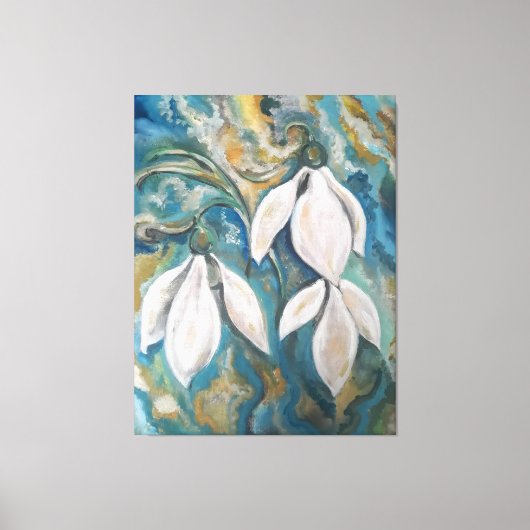 Sneeuwklokjes in de smaragdgroene tuin canvas afdruk (Voorkant)