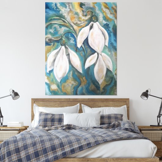 Sneeuwklokjes in de smaragdgroene tuin canvas afdruk (Insitu (Slaapkamer))