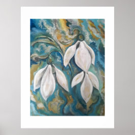 Sneeuwklokjes in de smaragdgroene tuin poster